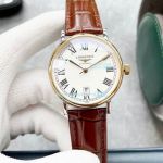 High Quality Replica Longines White Face Rose Gold Bezel Watch